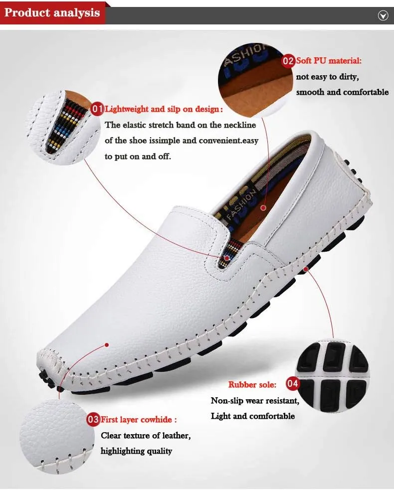 Men's Driving Shoes Leather Fashion Slipper Casual Slip on Loafers Shoes in Summer