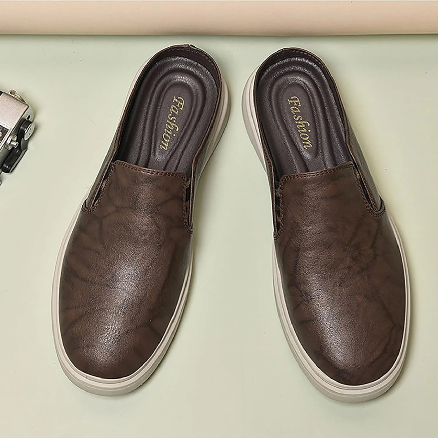 Men's Genuine Leather Slip-on Clog Shoes Comfort Soft Leather Summer Casual Mules Wear-resistant Platform Outdoor Walking Driving Loafers