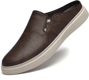 Men's Genuine Leather Slip-on Clog Shoes Comfort Soft Leather Summer Casual Mules Wear-resistant Platform Outdoor Walking Driving Loafers