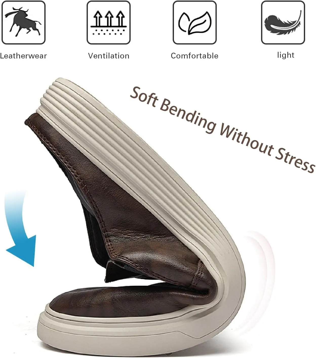 Men's Genuine Leather Slip-on Clog Shoes Comfort Soft Leather Summer Casual Mules Wear-resistant Platform Outdoor Walking Driving Loafers
