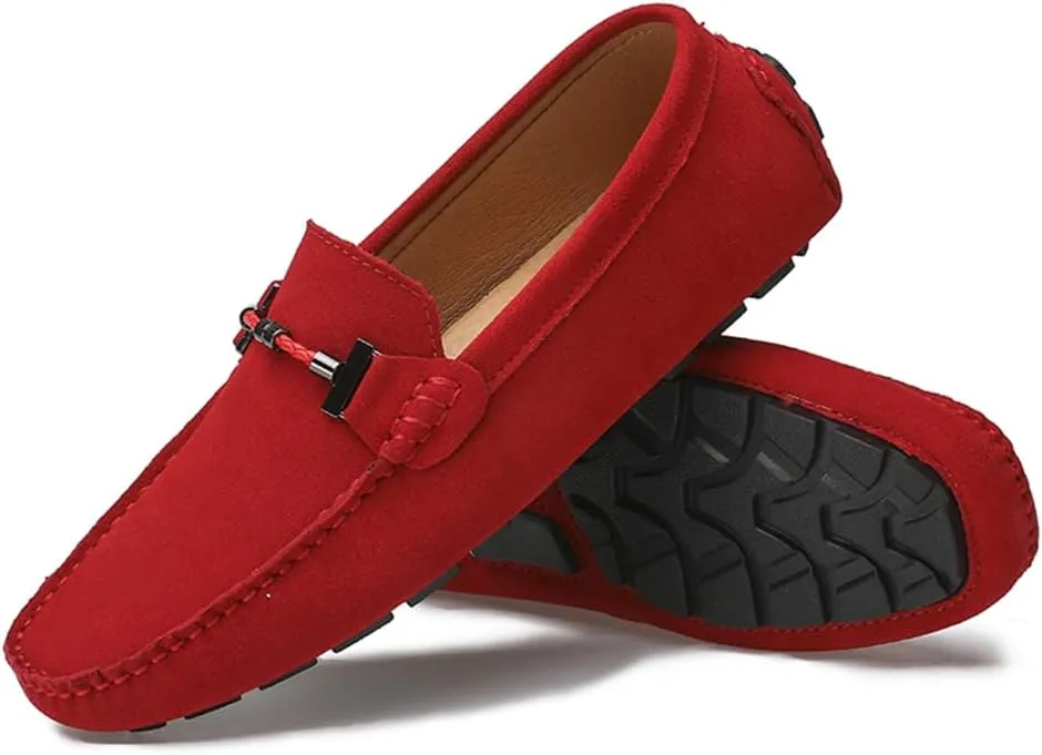 Mens Handmade Suede Leather Slip On Loafers Comfortable Casual Driving Moccasins Breathable Loafer Dress Shoes