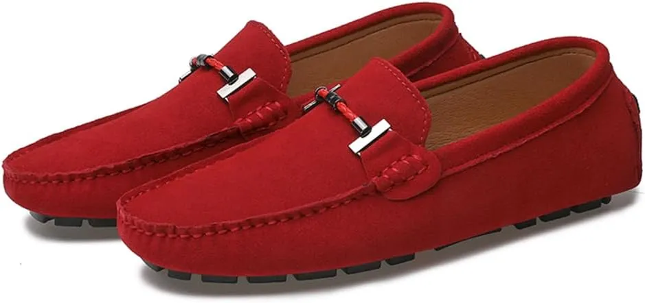 Mens Handmade Suede Leather Slip On Loafers Comfortable Casual Driving Moccasins Breathable Loafer Dress Shoes