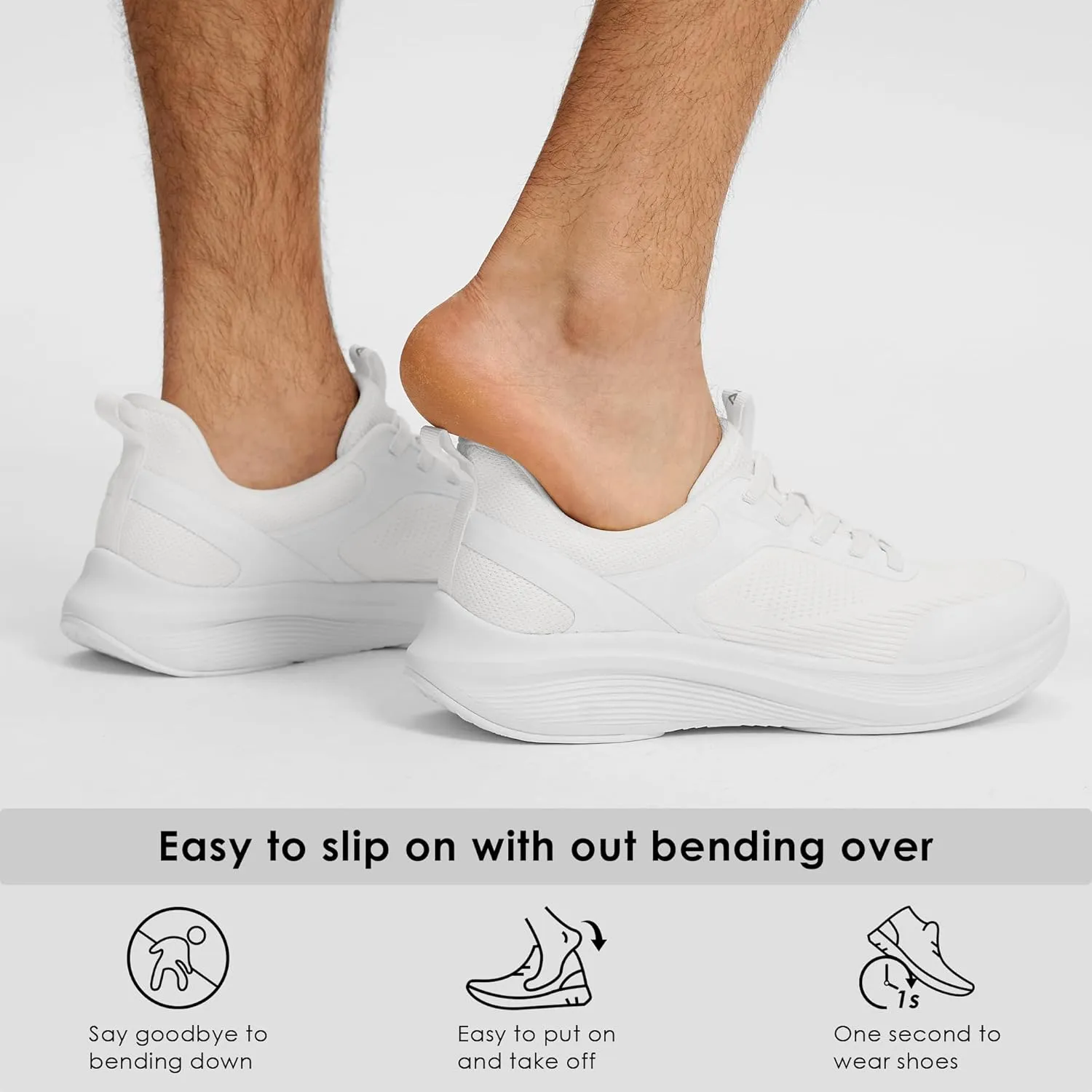Men's Hands Free Slip On Walking Shoes Comfortable Breathable Casual Shoes for Men Knit Tennis Sneaker