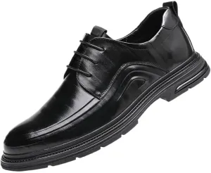 Men's Leather Lace Up Platform Block Heel Business Oxford Shoes Tuxedo Derby Shoe