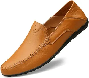 Men's Loafers Genuine Leather Flat Breathable Casual Shoes Handmade Slip On Driving Shoes Fashion Business Shoes