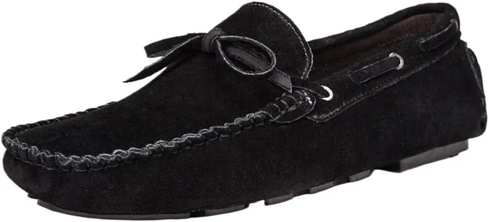Mens Loafers Genuine Leather Stitching Details Anti-Slip Lightweight Flexible Flat Heel Resistant Classic Casual Deck Shoes