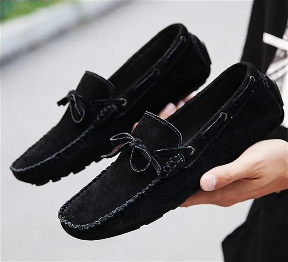 Mens Loafers Genuine Leather Stitching Details Anti-Slip Lightweight Flexible Flat Heel Resistant Classic Casual Deck Shoes