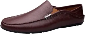 Men's Loafers Shoes Round Toe Leather Comfortable Flexible Resistant Party Wedding Slip On