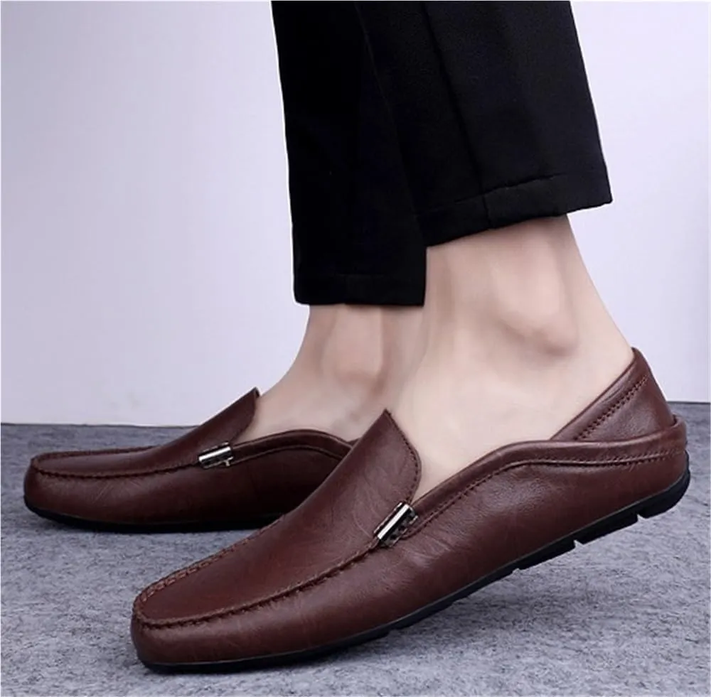 Men's Loafers Shoes Round Toe Leather Comfortable Flexible Resistant Party Wedding Slip On