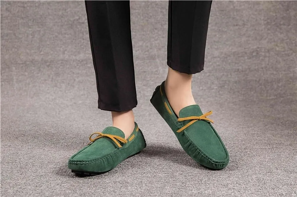 Men's Loafers Shoes Round Toe PU Leather Driving Style Loafer Lightweight Flexible Comfortable Walking Slip On