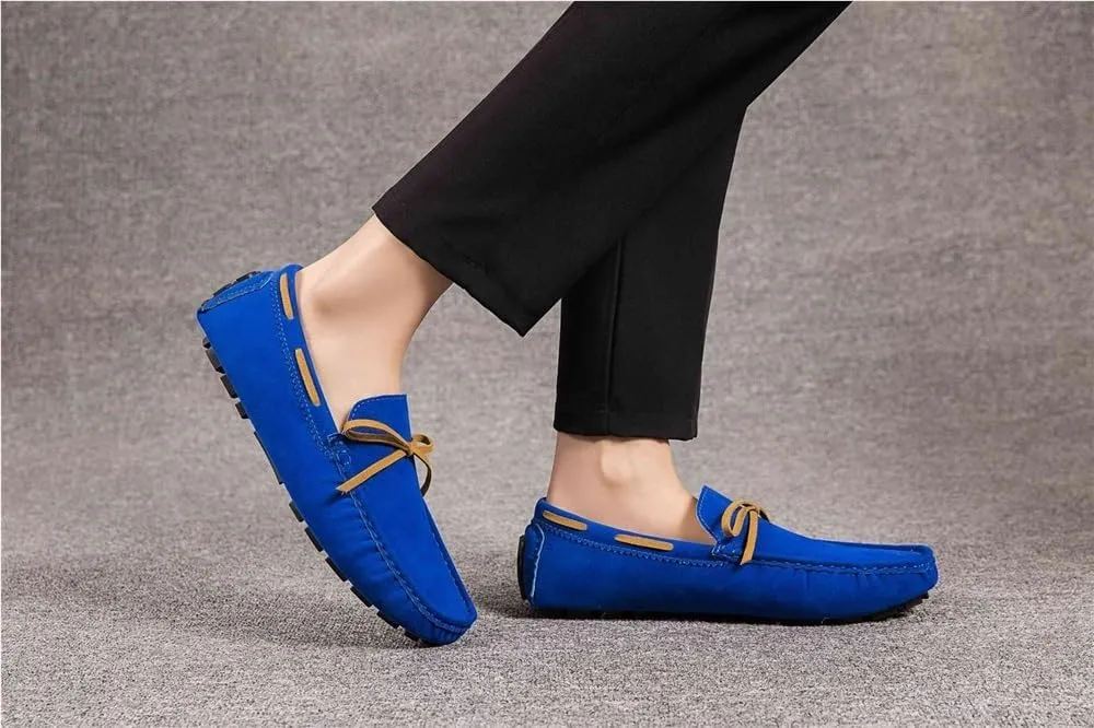 Men's Loafers Shoes Round Toe PU Leather Driving Style Loafer Lightweight Flexible Comfortable Walking Slip On