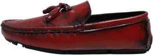 Mens Loafers Square Toe Brogue Embossed with Tassel Driving Loafers Lightweight Slip Resistant Flexible Party Slip-ons