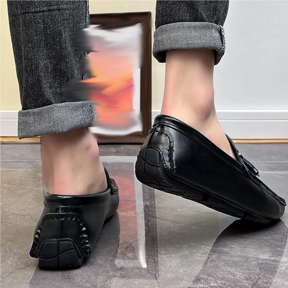 Mens Loafers Square Toe Brogue Embossed with Tassel Driving Loafers Lightweight Slip Resistant Flexible Party Slip-ons