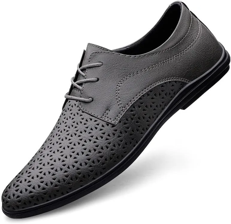 Mens Loafers Walking Breathable Non-Slip Faux Patent Leather Oxford Dress Shoes