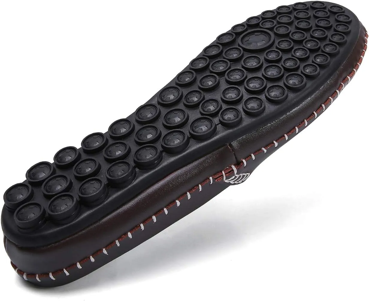 Mens Mules Clog Slippers Breathable Punching Genuine Leather Slip on Casual Backless Loafer Shoes