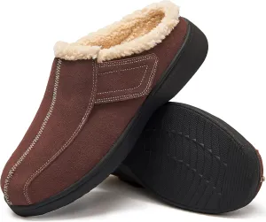 Men's Suede Leather House Slippers Arch Support Non Slip (Size:US 8-US 14.5)