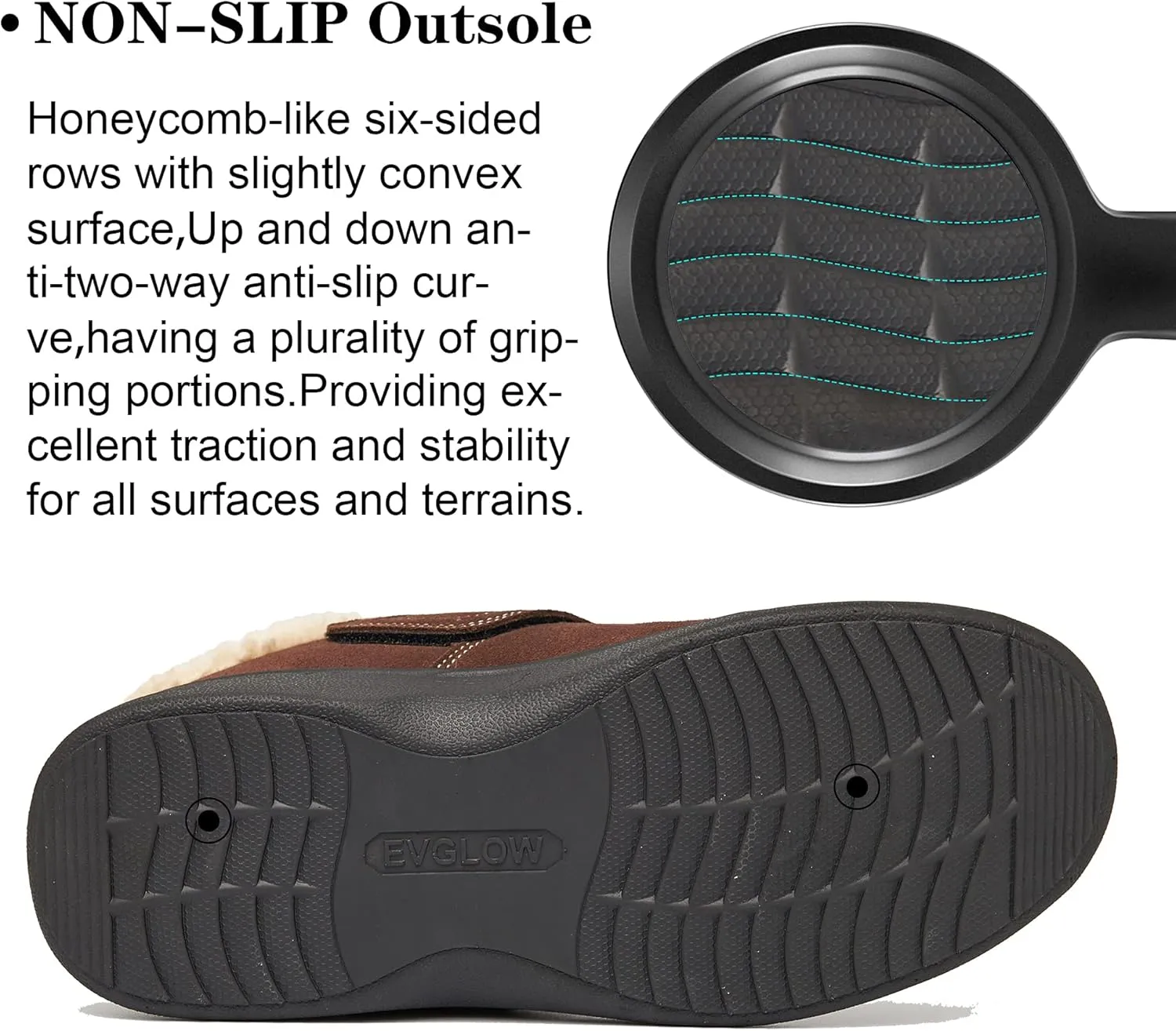 Men's Suede Leather House Slippers Arch Support Non Slip (Size:US 8-US 14.5)