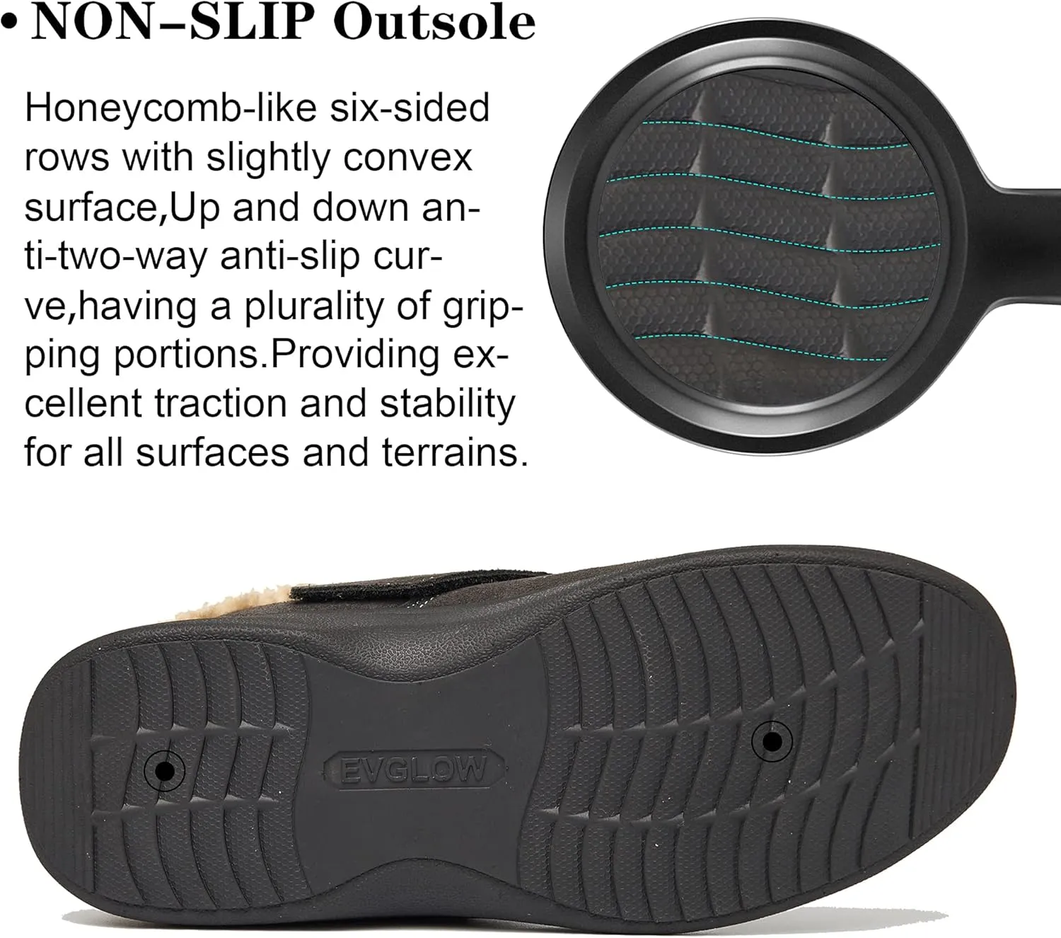 Men's Suede Leather House Slippers Arch Support Non Slip (Size:US 8-US 14.5)