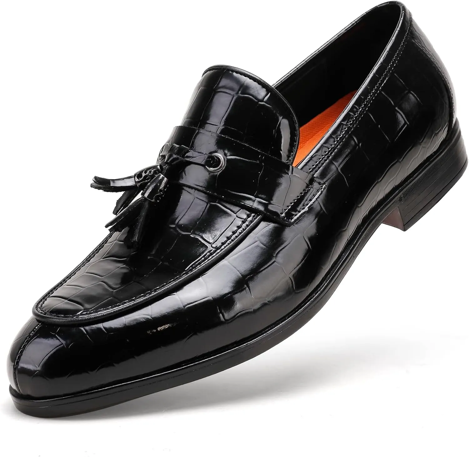 Men's Tassel Loafer, Classic Casual Dress Shoe, Black Smooth Leather Tassel Slip-on Penny Loafer for Mens