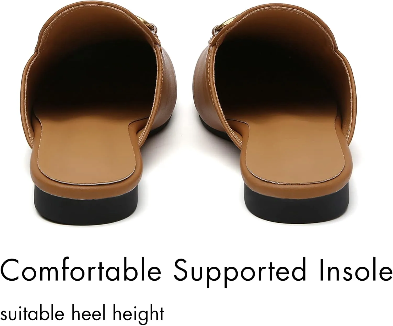 Minorsu Buckle Mules for Women Flats Round Toe Mule Backless Slides Slip On Loafer Shoes