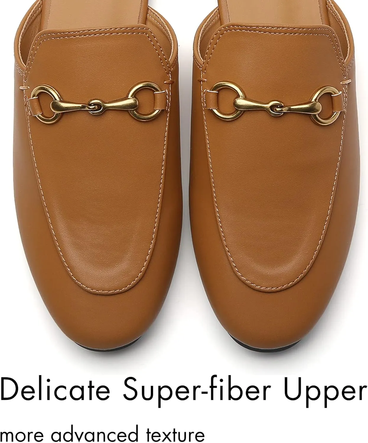 Minorsu Buckle Mules for Women Flats Round Toe Mule Backless Slides Slip On Loafer Shoes