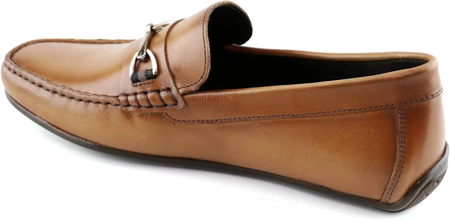 MJNY Mens Casual Comfortable Genuine Leather Lightweight Driving Moccasins Classic Fashion Buckle Loafer Slip On Breathable Driving Loafer