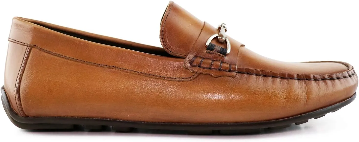MJNY Mens Casual Comfortable Genuine Leather Lightweight Driving Moccasins Classic Fashion Buckle Loafer Slip On Breathable Driving Loafer