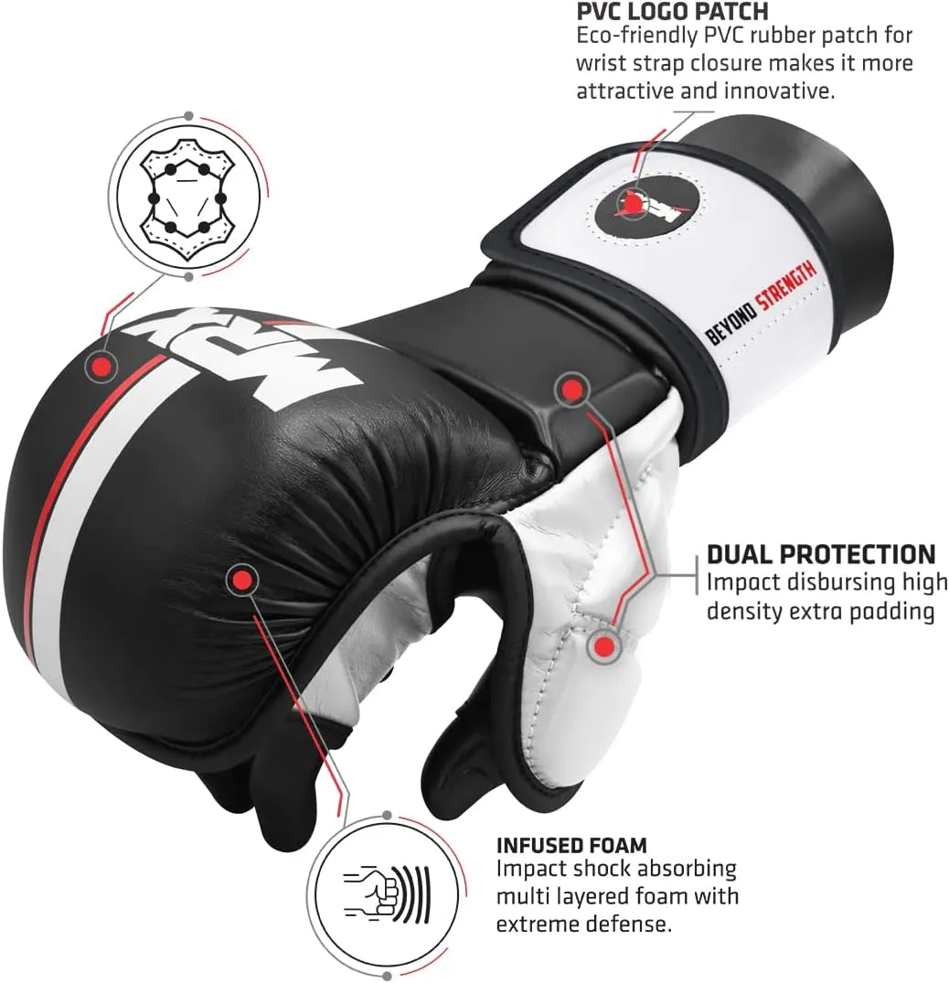 MMA Sparring Pro Gloves, with Open Ventilated Palm, Martial Arts Mitts Suitable for Men Women, Kara Cage Fighting, Combat Sports Training, Muay Thai, Punching Bag and Kickboxing