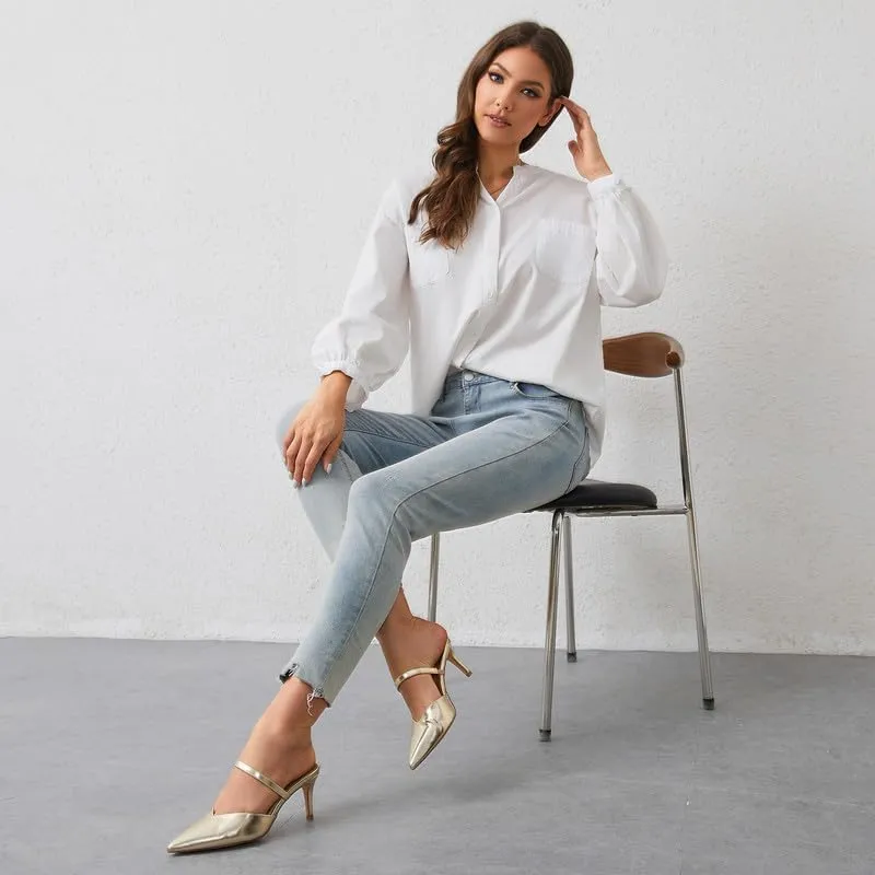 Modatope Close Toe Heels for Women Pointed Toe High Heels Pumps Womens Heeled Mules