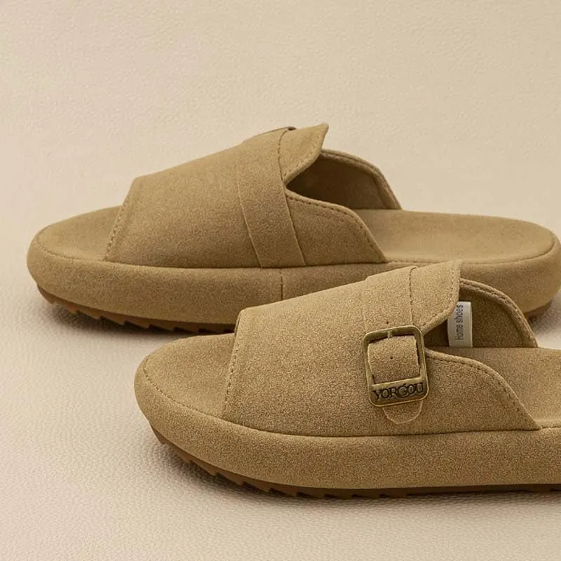 Molodo Cork Footbed Slippers for Women Men Soft Open Toe House Slippers Indoor Outdoor Anti-Skid Platform Slides Slippers