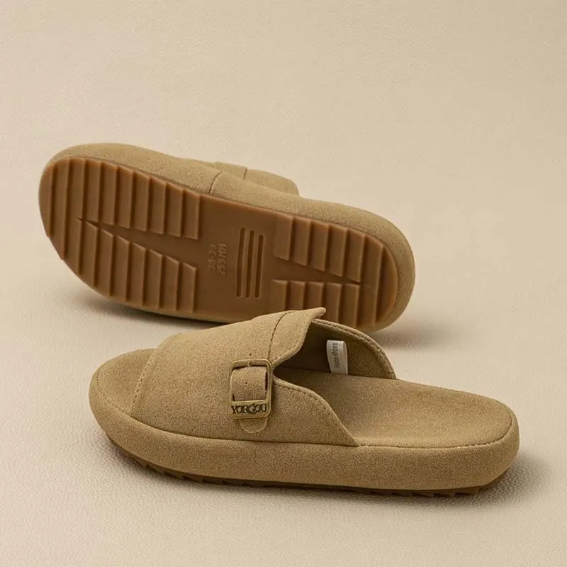 Molodo Cork Footbed Slippers for Women Men Soft Open Toe House Slippers Indoor Outdoor Anti-Skid Platform Slides Slippers