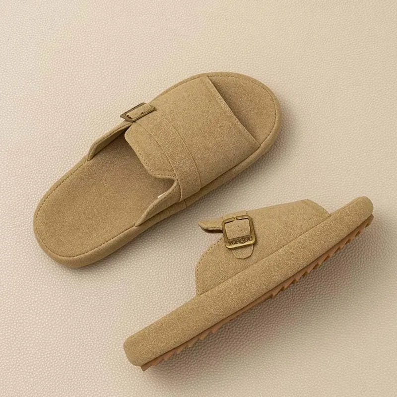 Molodo Cork Footbed Slippers for Women Men Soft Open Toe House Slippers Indoor Outdoor Anti-Skid Platform Slides Slippers