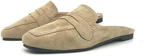 Mules for Women Shoes Slip on Flats Backless Penny Loafers Closed Toe Mule Slides