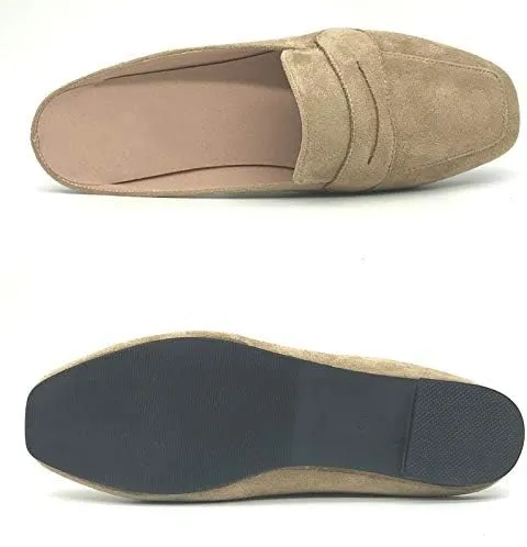 Mules for Women Shoes Slip on Flats Backless Penny Loafers Closed Toe Mule Slides