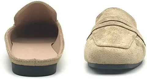 Mules for Women Shoes Slip on Flats Backless Penny Loafers Closed Toe Mule Slides