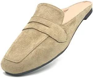 Mules for Women Shoes Slip on Flats Backless Penny Loafers Closed Toe Mule Slides