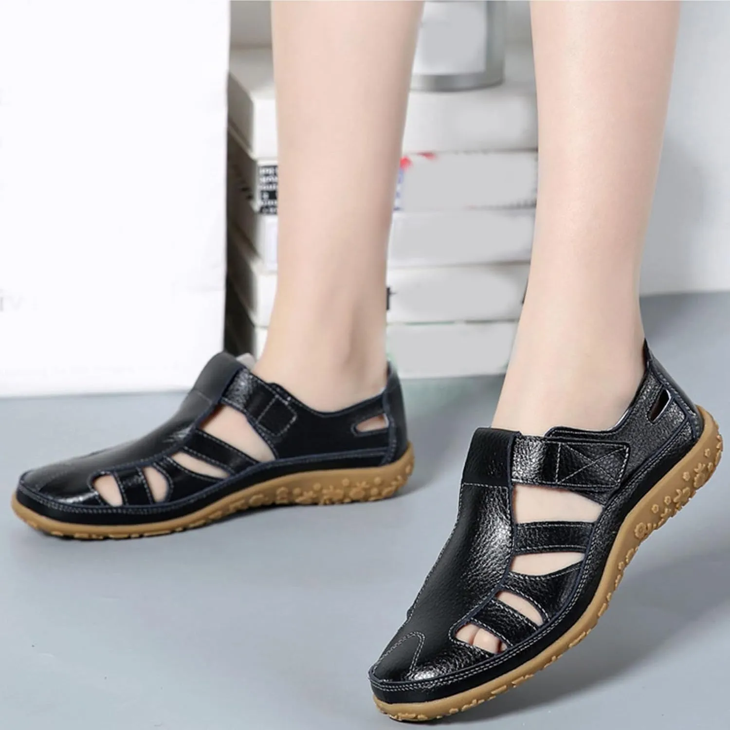 Mules for Women Wedge Sandals Comfortable Dressy Summer Closed Toe Casual Slip On Shoes with Adjustable Hook Loop Slippers Clogs Arch Support Alicegana Comfort Walking Orthopedic Sandal Mule