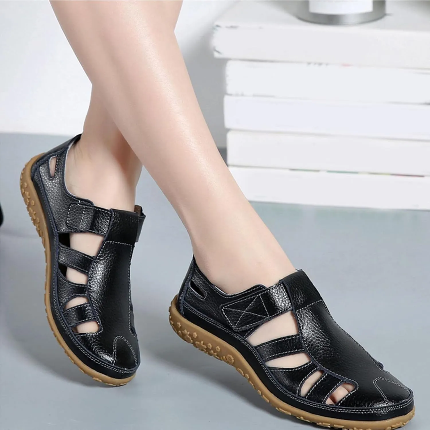 Mules for Women Wedge Sandals Comfortable Dressy Summer Closed Toe Casual Slip On Shoes with Adjustable Hook Loop Slippers Clogs Arch Support Alicegana Comfort Walking Orthopedic Sandal Mule