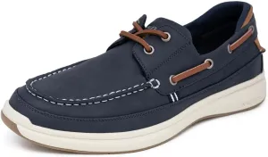 Nautica Men's Lace-Up Moccasin Boat Shoes - Cushioned Insole Casual Deck Loafers for Walking Comfort - Zapato