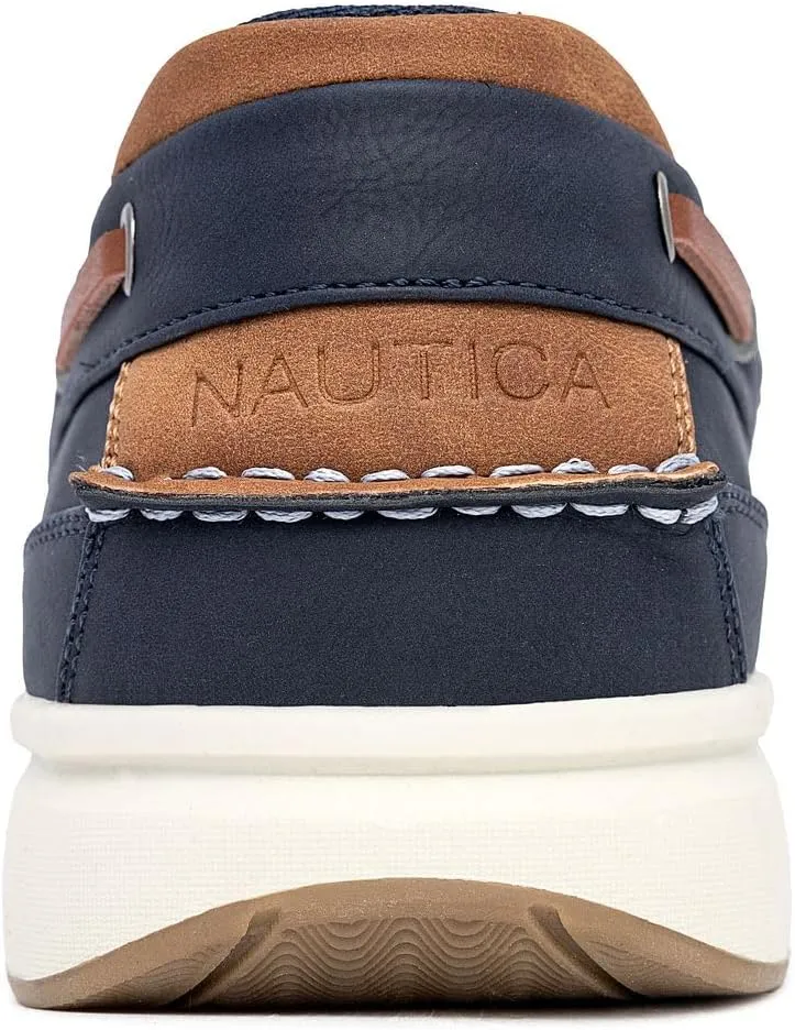 Nautica Men's Lace-Up Moccasin Boat Shoes - Cushioned Insole Casual Deck Loafers for Walking Comfort - Zapato