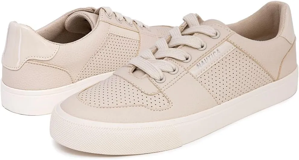 Nautica Women’s Lace-Up Fashion Sneakers – Low-Top Casual Walking & Tennis Shoes with Platform or Regular Heel