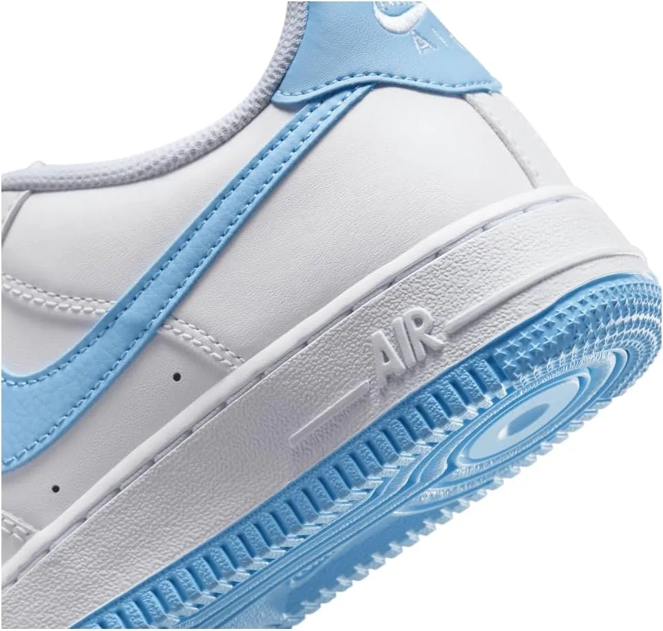 Nike Air Force 1 Big Kids' Shoes (FV5948-107, White/White/Aquarius Blue)
