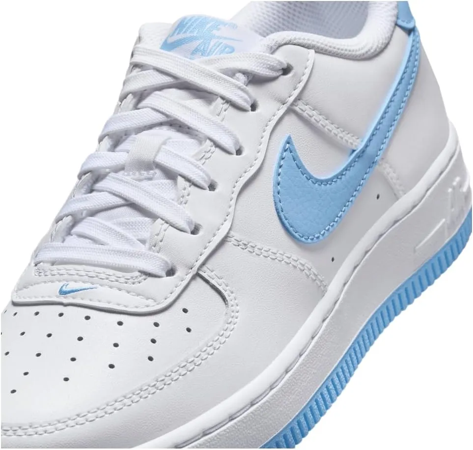 Nike Air Force 1 Big Kids' Shoes (FV5948-107, White/White/Aquarius Blue)
