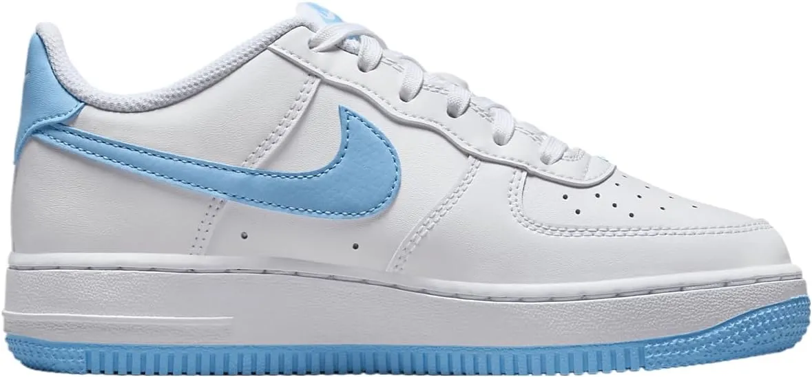 Nike Air Force 1 Big Kids' Shoes (FV5948-107, White/White/Aquarius Blue)