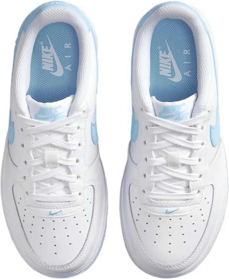 Nike Air Force 1 Big Kids' Shoes (FV5948-107, White/White/Aquarius Blue)