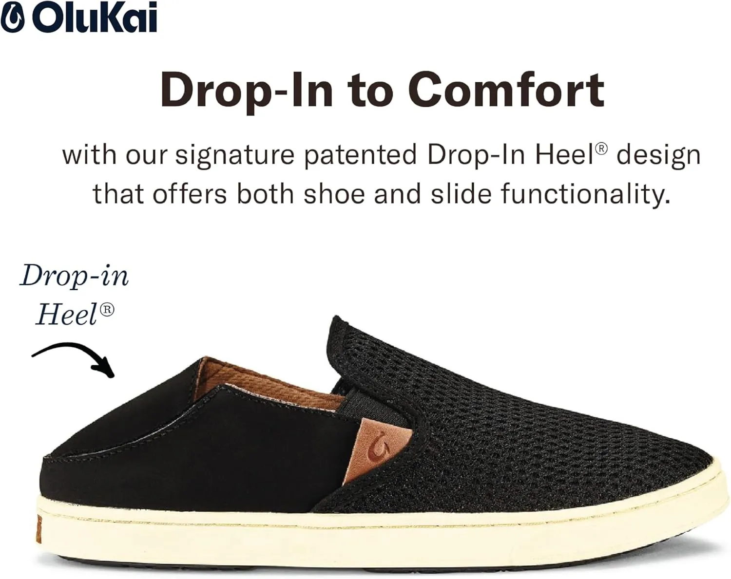 OLUKAI Pehuea Women's Slip On Sneakers, Casual Everyday Shoes with Easy On & Off Design, Breathable Mesh & Drop-in Heel, All-Day Comfort & Support