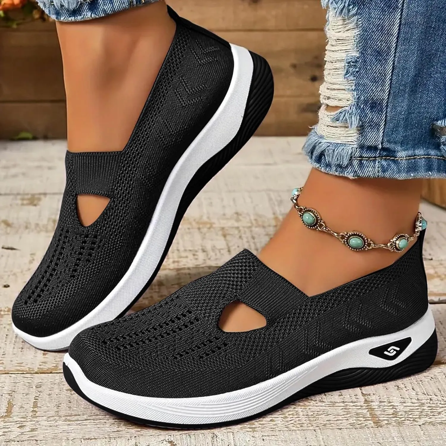 Orthopedic Shoes for Women Slip on Sneakers Shoes Woven Arch Support Breathable Soft Sole Diabetic Walking Shoes Comfort Non Slip Work Sneakers