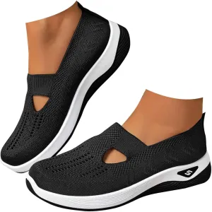 Orthopedic Shoes for Women Slip on Sneakers Shoes Woven Arch Support Breathable Soft Sole Diabetic Walking Shoes Comfort Non Slip Work Sneakers