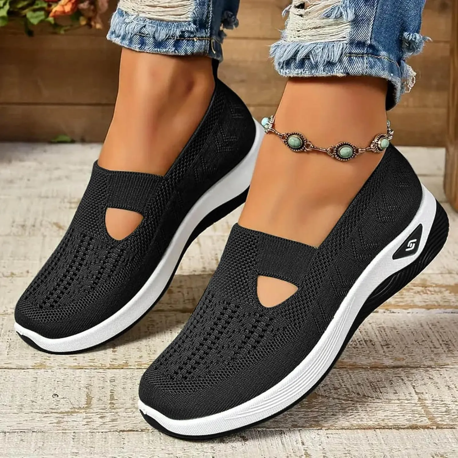 Orthopedic Shoes for Women Slip on Sneakers Shoes Woven Arch Support Breathable Soft Sole Diabetic Walking Shoes Comfort Non Slip Work Sneakers