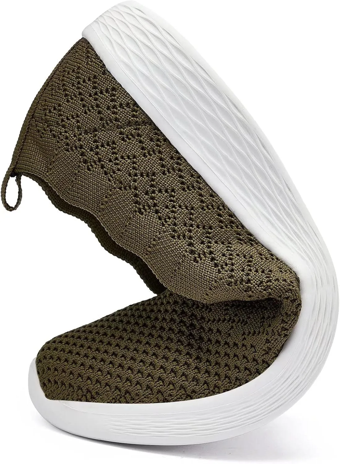 poemlady Women's Slip on Loafer Shoes - Mesh Casual Ballet Flat Nurse Walking Sneakers Knit Round Toe Memory Foam Casual Shoes